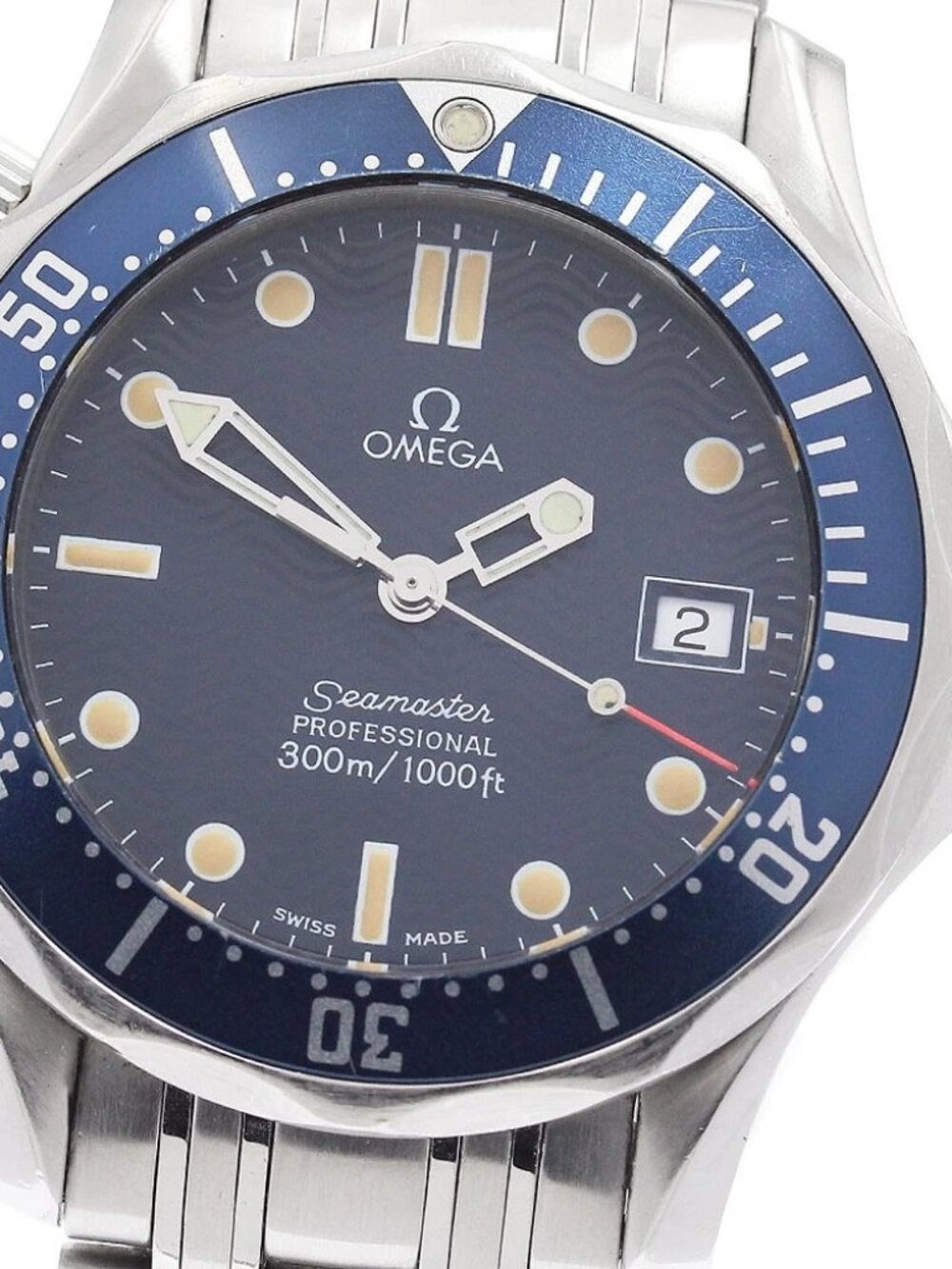 OMEGA Seamaster300 2561.80 Date Navy Dial Quartz Boy's Watch_961859